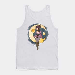 Girl sitting on the moon Tank Top